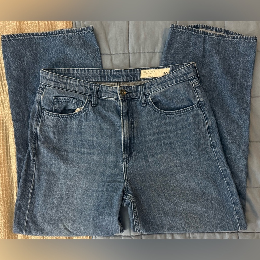 EUC⚡️Rag & Bone Lori Mid-Rise Wide Leg WM Jeans Dark Wash Size 30 Lyocell Blend